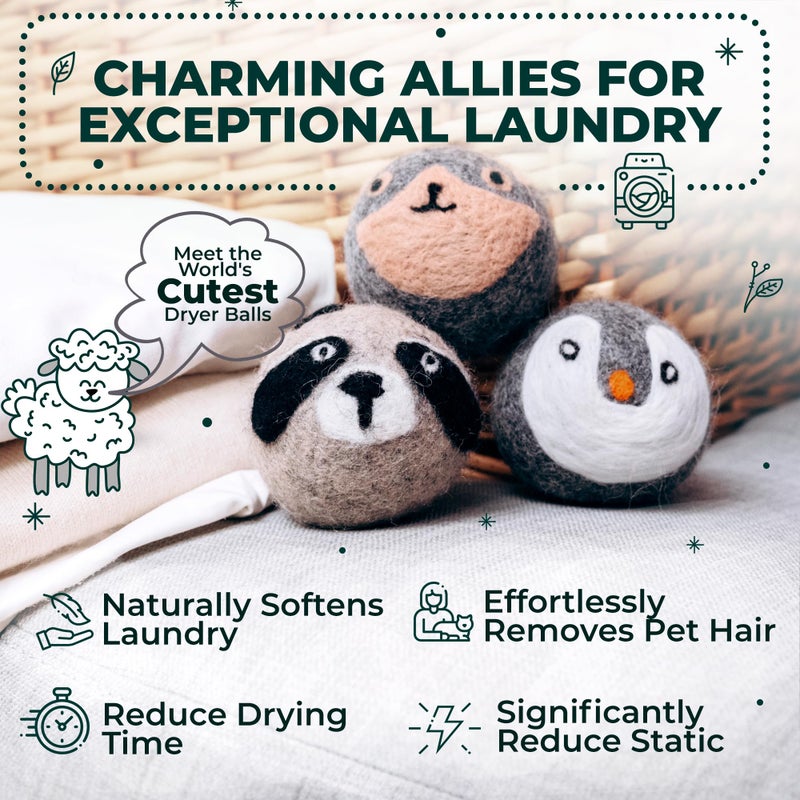 WOOLY HEROES No More Dryer Sheets! Reusable Wool Dryer Balls XL 6-Pack - Reduces Static, Cuts Dry Time, & Softens Naturally - Image 2